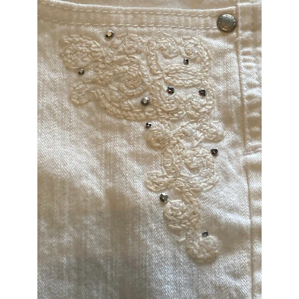 Gloria Vanderbilt Gabby Skimmer Size 12 White Denim Embellished Good Condition - Picture 5 of 16